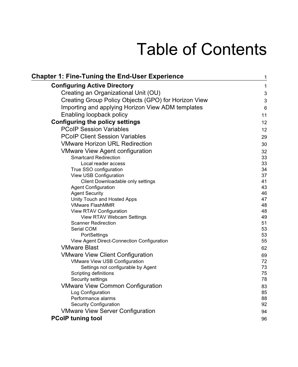 Table of Contents