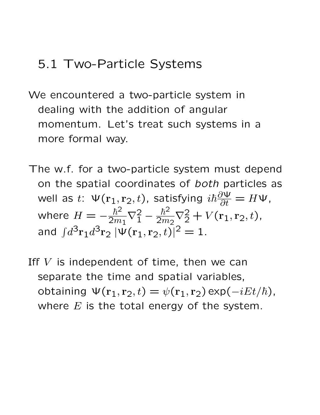 5.1 Two-Particle Systems