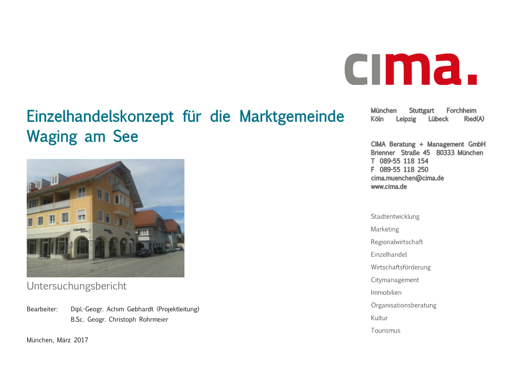 Einzelhandelskonzept Für Die Marktgemeinde Waging Am See