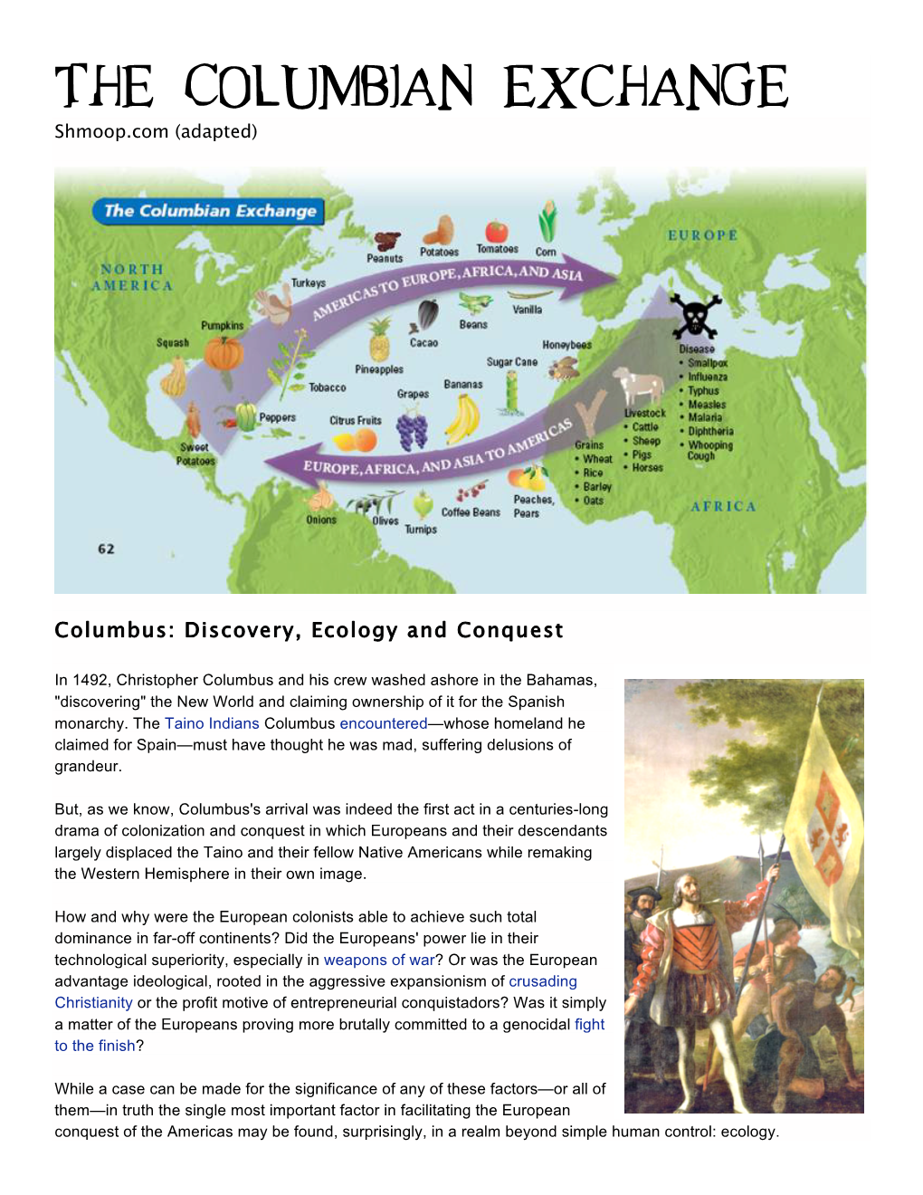 The Columbian Exchange Shmoop.Com (Adapted)