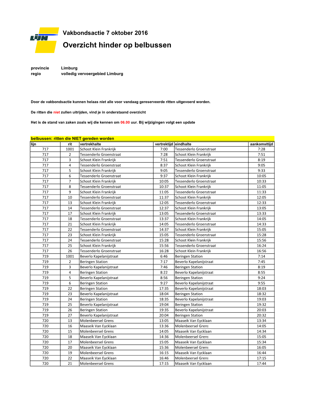 Belbussen Limburg Update 0600