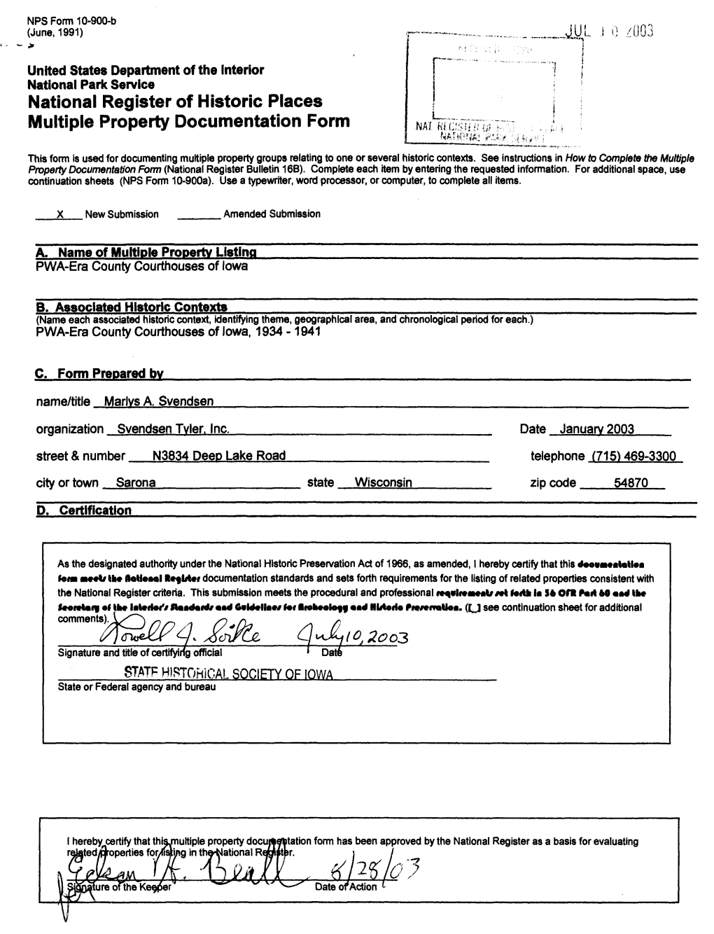 National Register of Historic Places Multiple Property Documentation Form