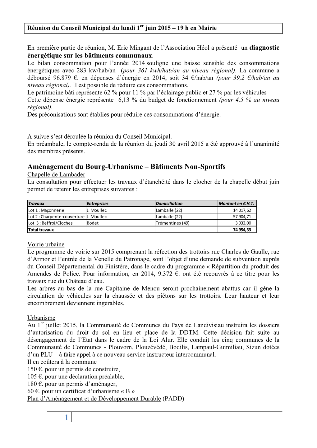 Aménagement Du Bourg-Urbanisme – Bâtiments