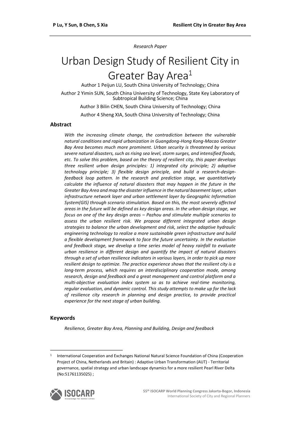 Urban Design Study of Resilient City in Greater Bay Area1