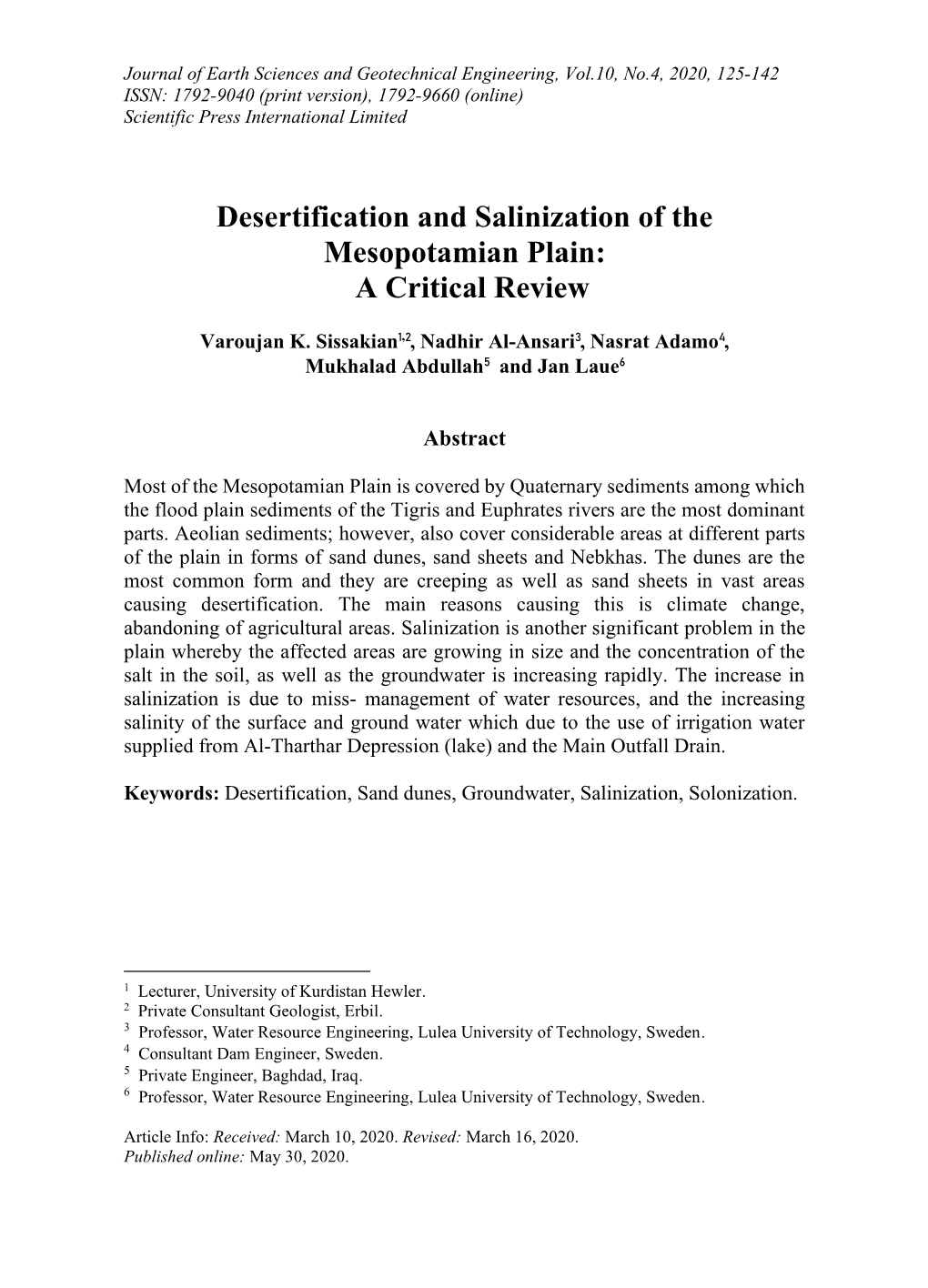 2. Desertification of the Mesopotamian Plain