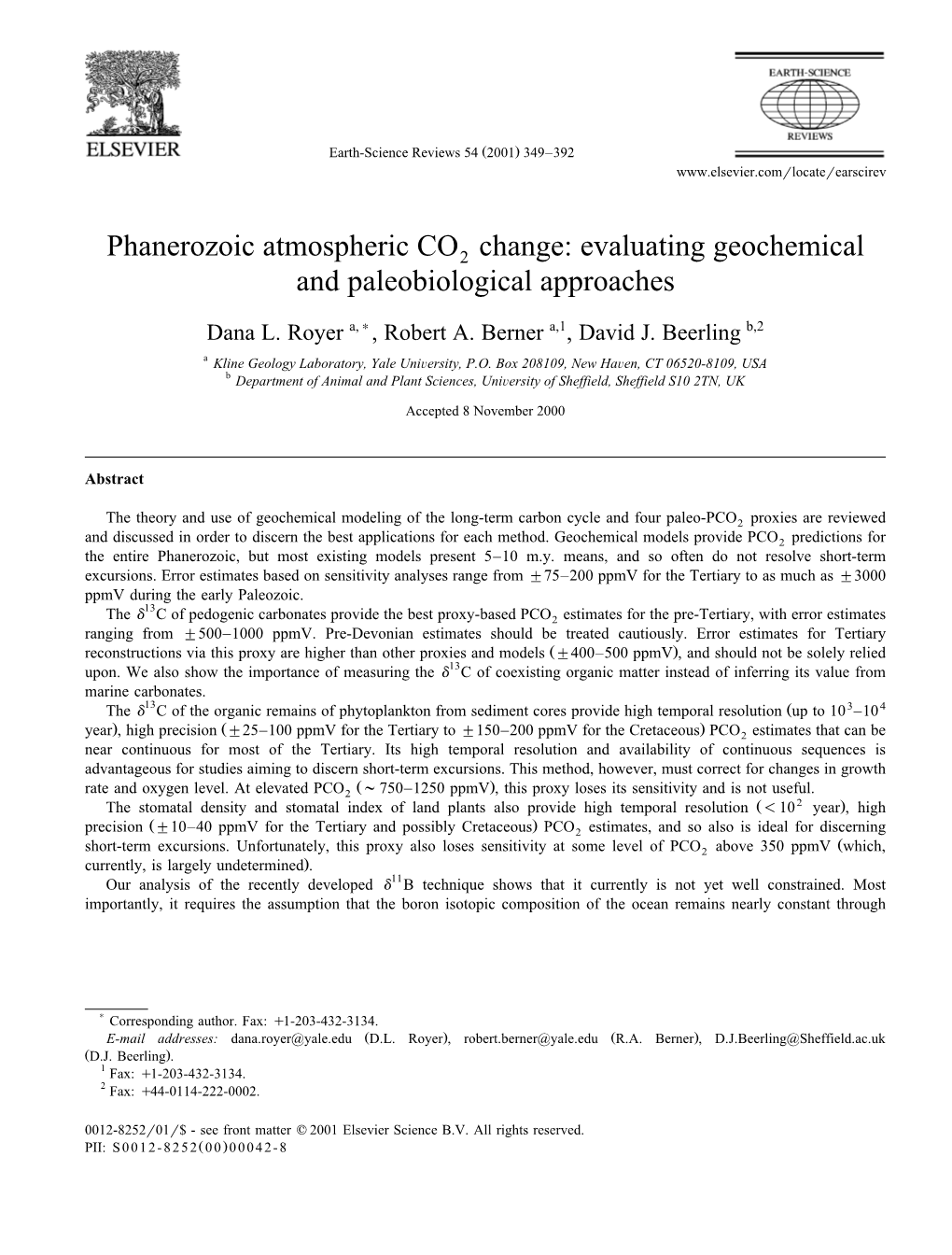 Phanerozoic Atmospheric CO Change