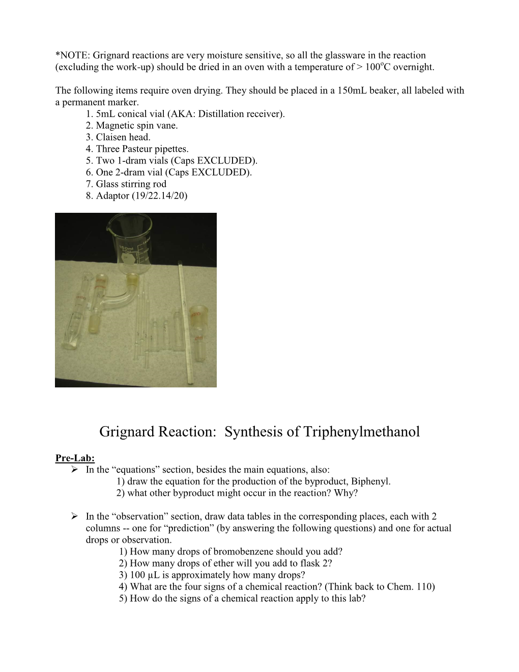 Grignard Reaction: Synthesis of Triphenylmethanol