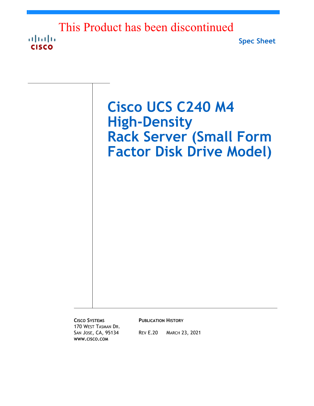 Cisco UCS C240 M4 SFF Rack Server Spec Sheet