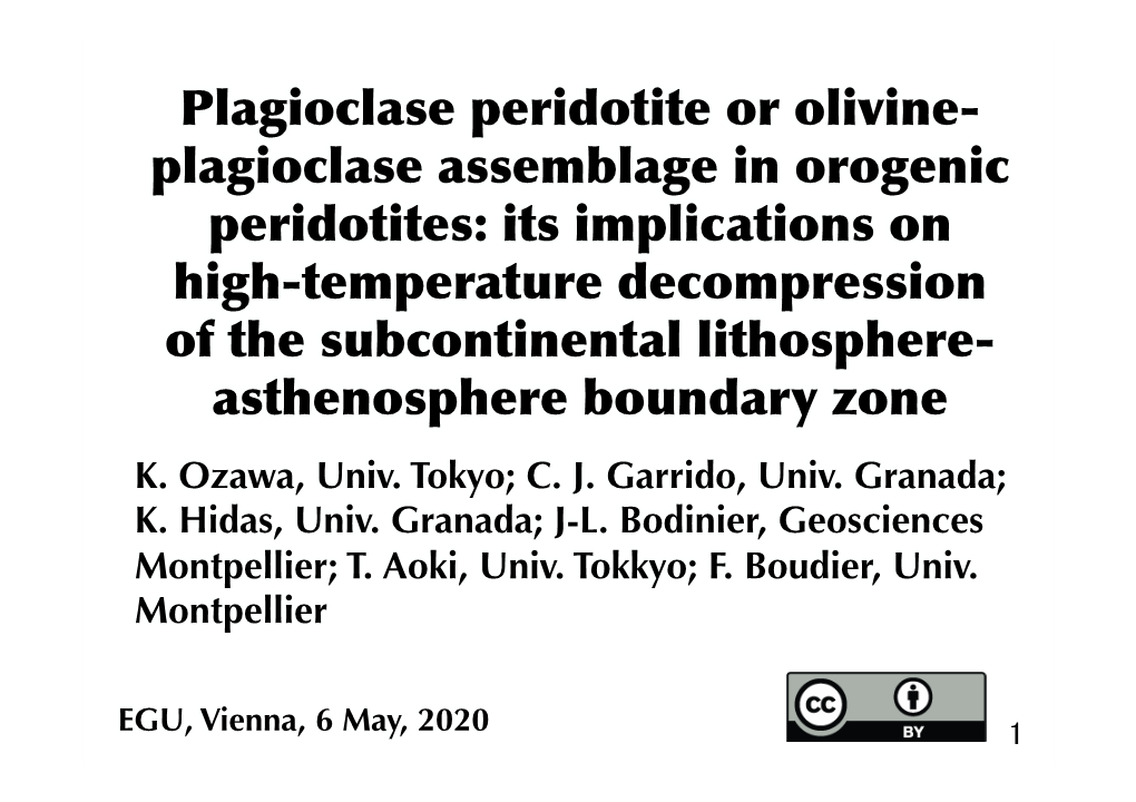 Plagioclase Peridotite Or Olivine- Plagioclase Assemblage In