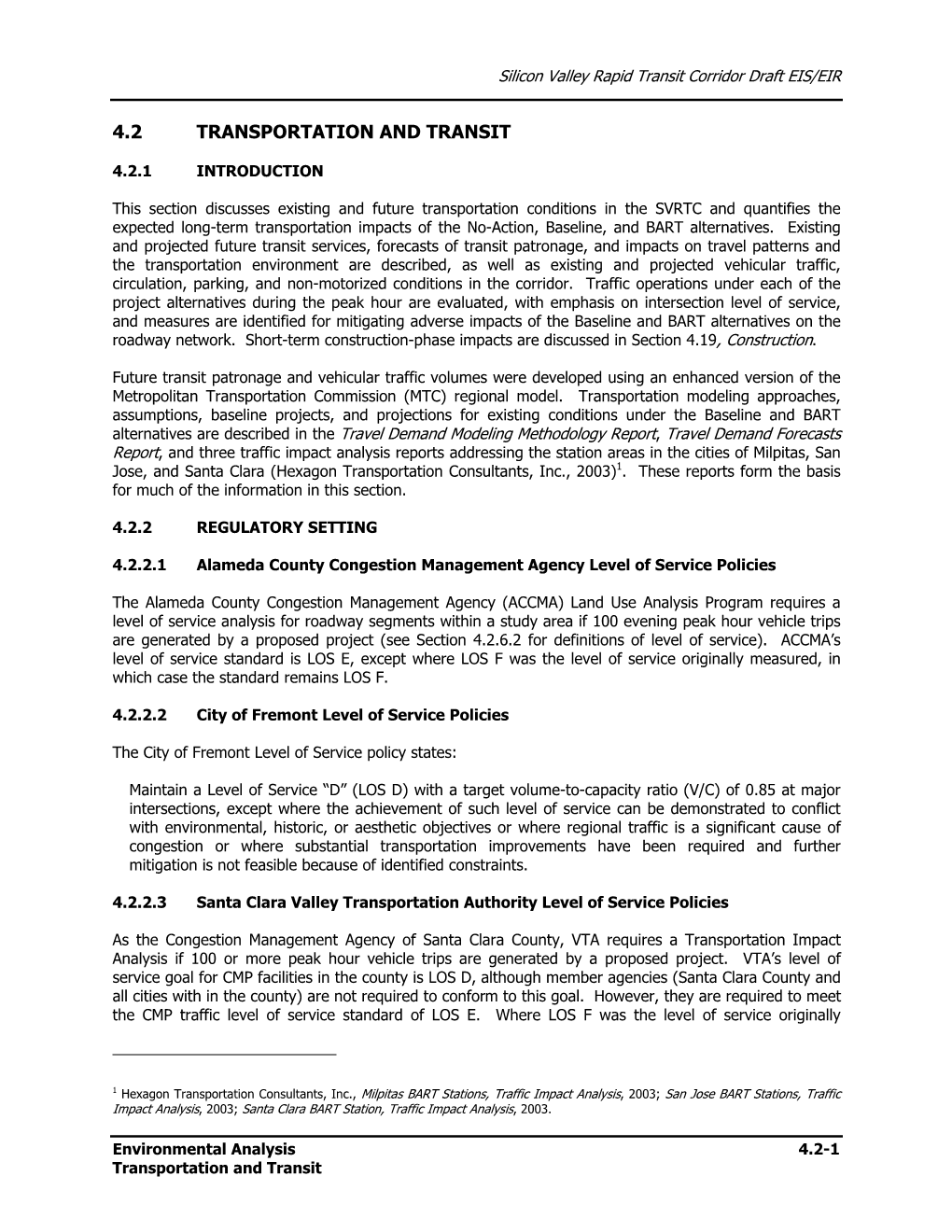 2004 Draft EIS/EIR Chapter 4.2: Transportation and Transit