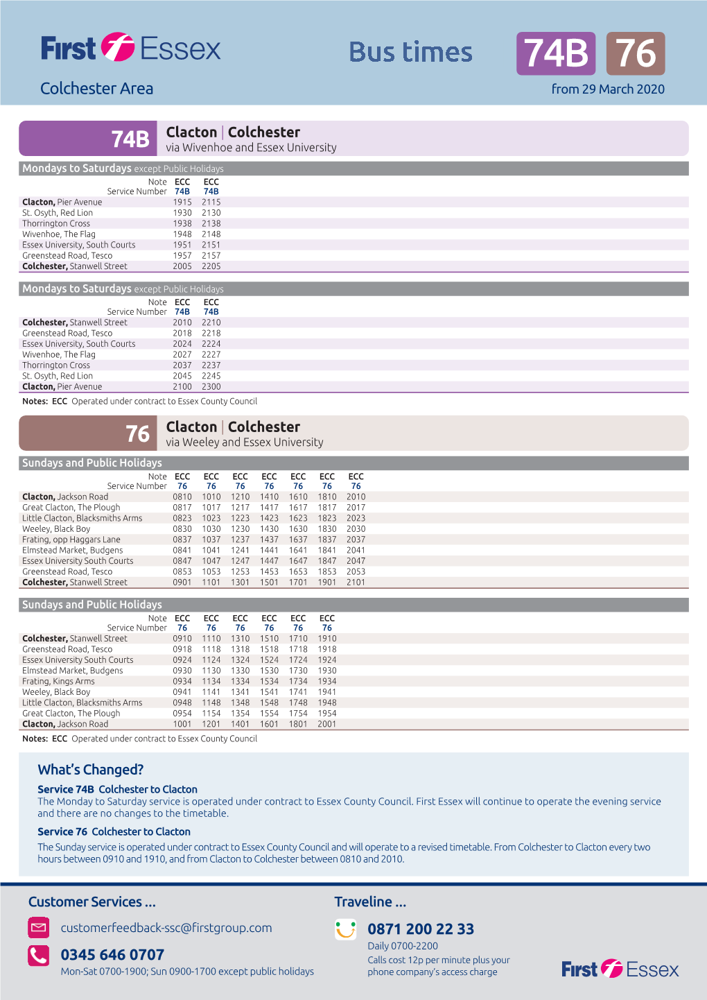 76 Colchester Area from 29 March 2020