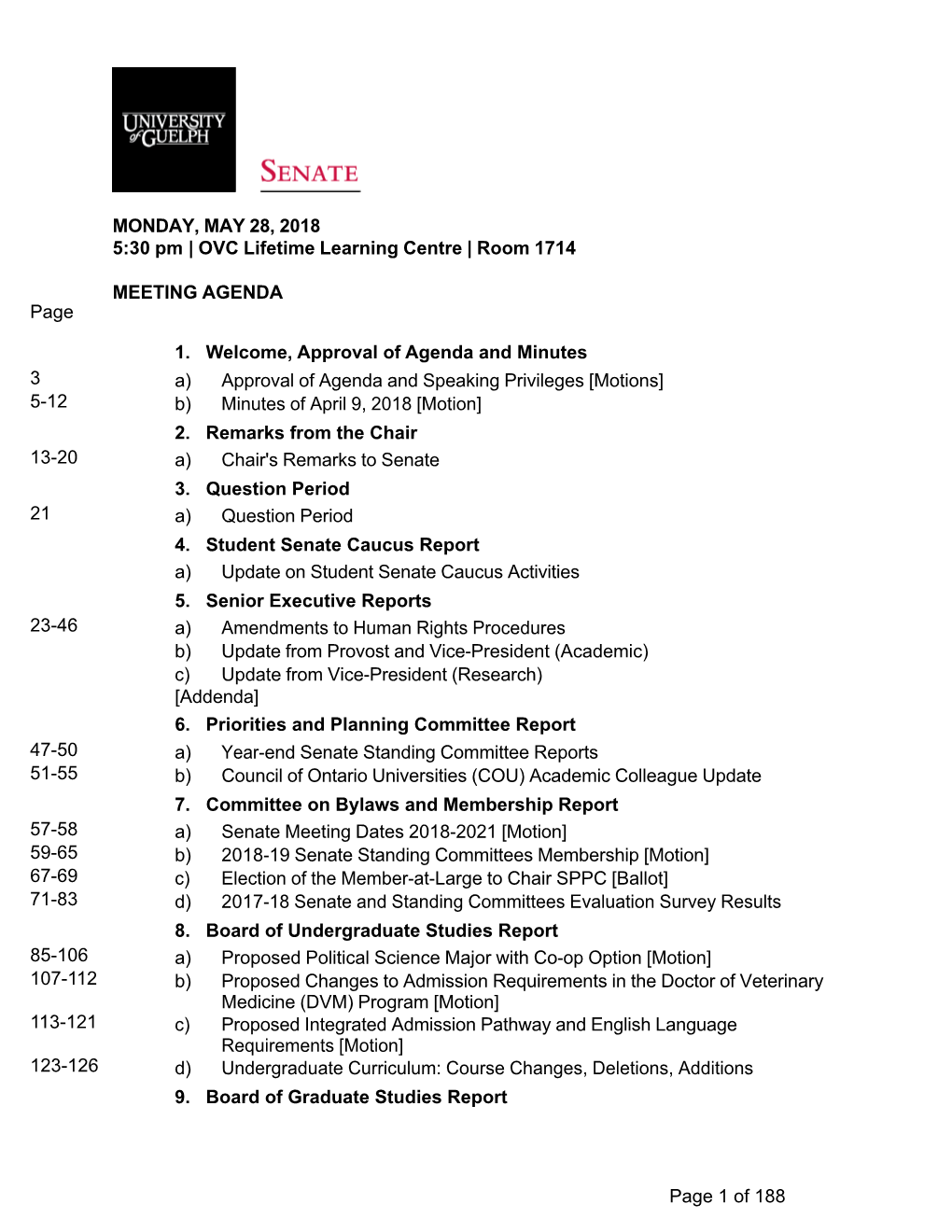 OVC Lifetime Learning Centre | Room 1714 MEETING AGENDA Page 1