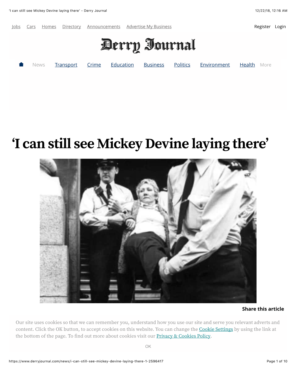 Derry Journal – “I Can Still See Mickey Devine Laying There”