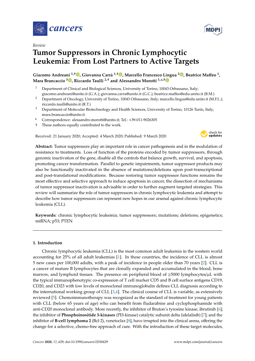 Tumor Suppressors in Chronic Lymphocytic Leukemia: from Lost Partners to Active Targets