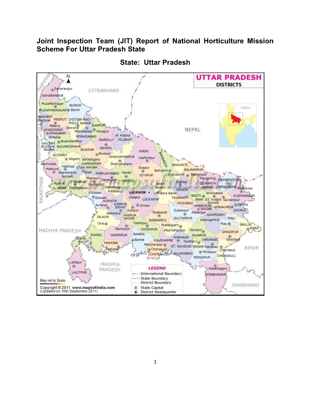 (JIT) Report of National Horticulture Mission Scheme for Uttar Pradesh State State: Uttar Pradesh