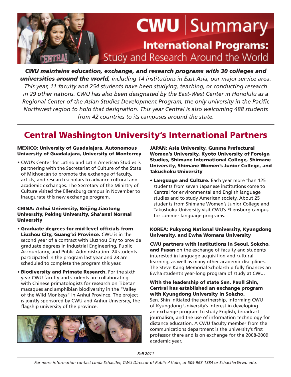 Central Washington University's International Partners