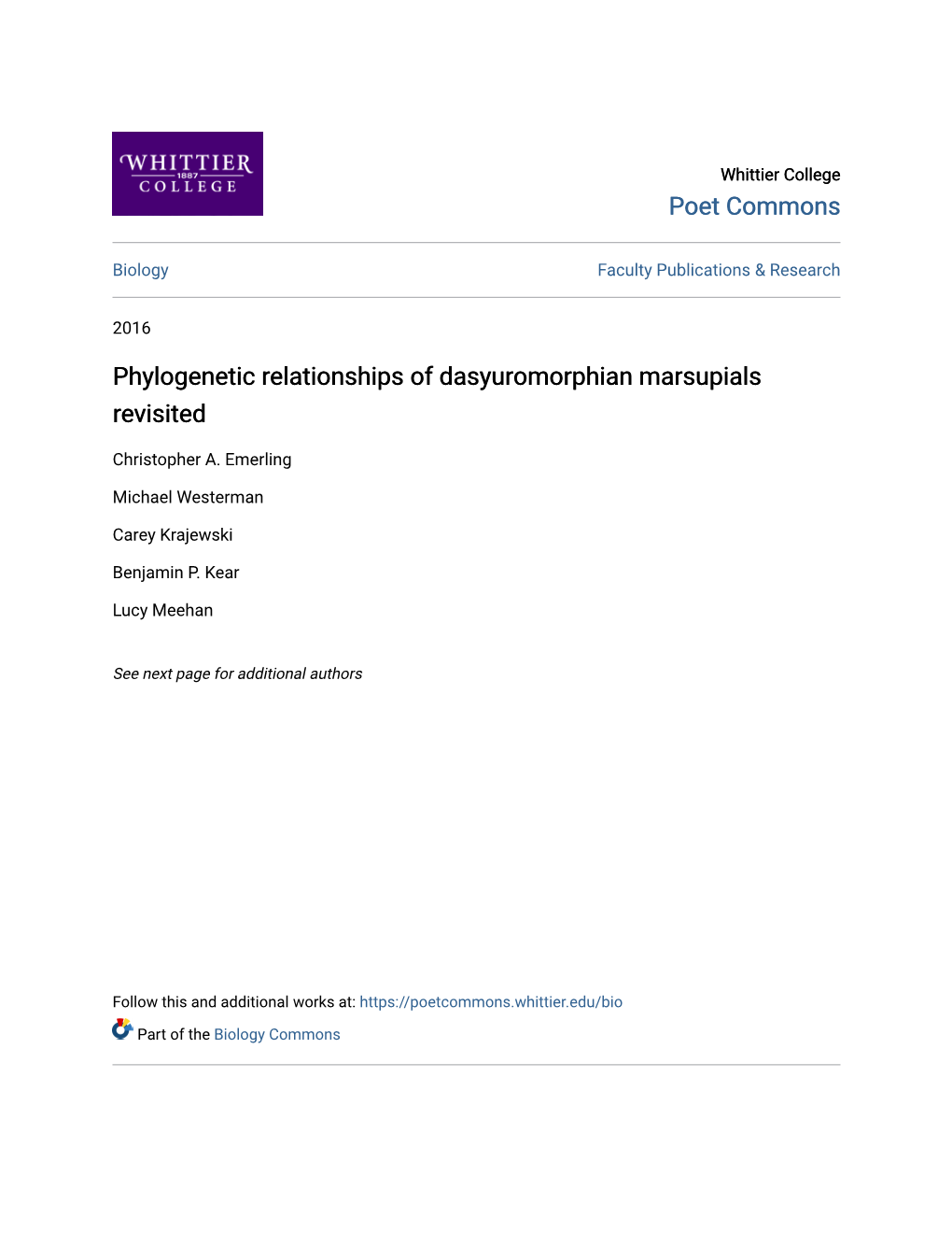 Phylogenetic Relationships of Dasyuromorphian Marsupials Revisited