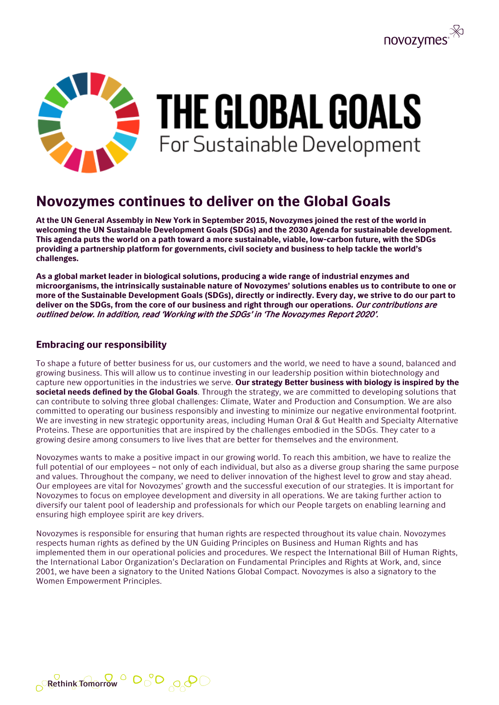Novozymes Continues to Deliver on the Global Goals