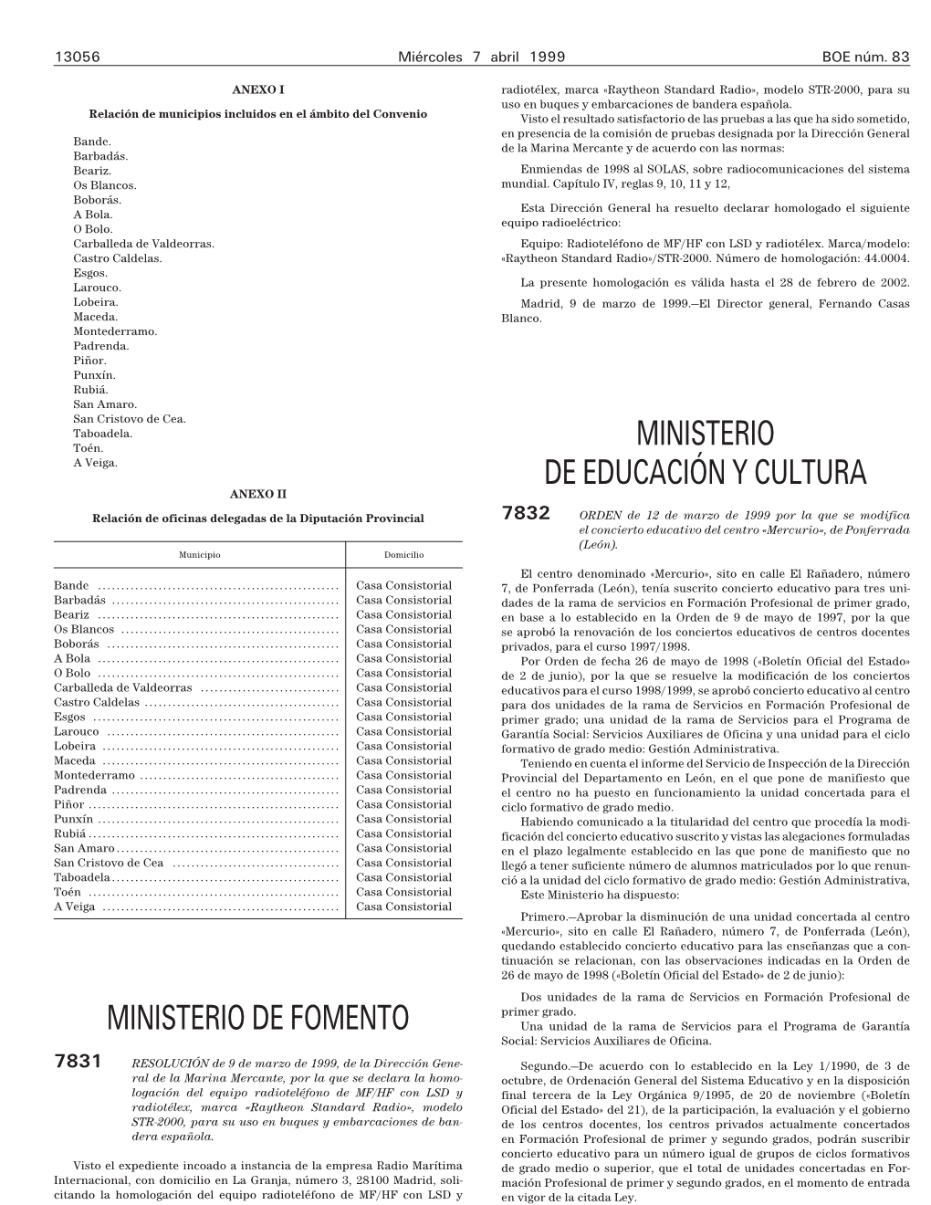 BOE 083 De 07/04/1999 Sec 3 Pag 13056 a 13057