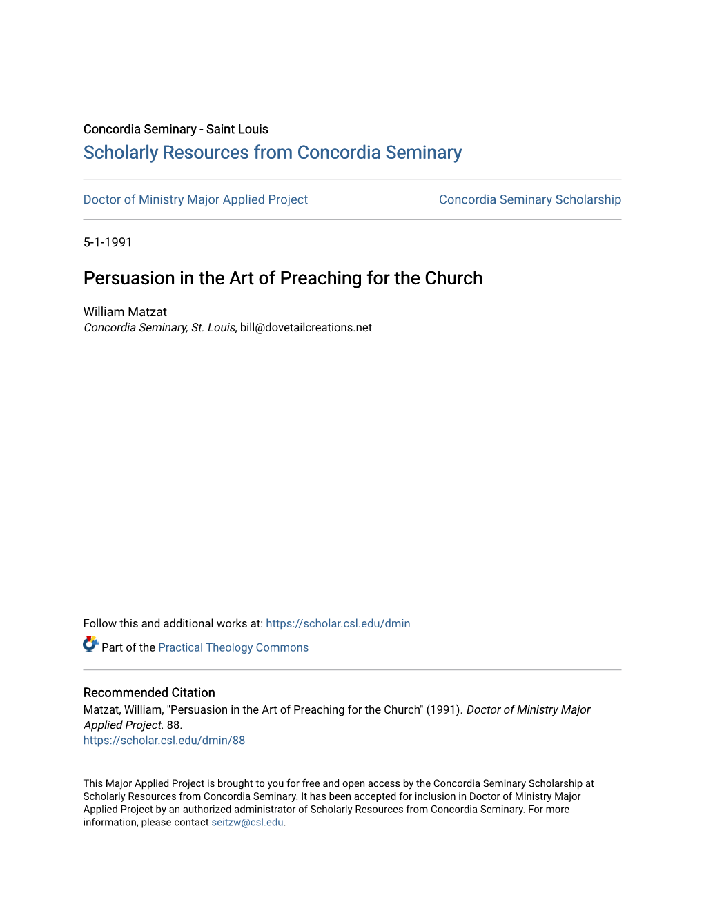 Persuasion in the Art of Preaching for the Church