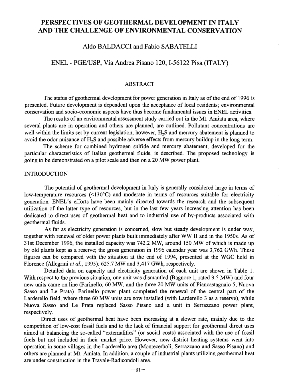 Perspectives of Geothermal Development in Italy and the Challenge of Environmental Conservation