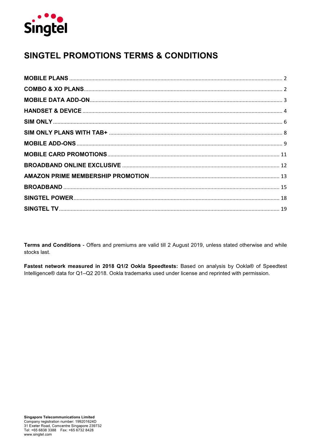 Singtel Promotions Terms & Conditions