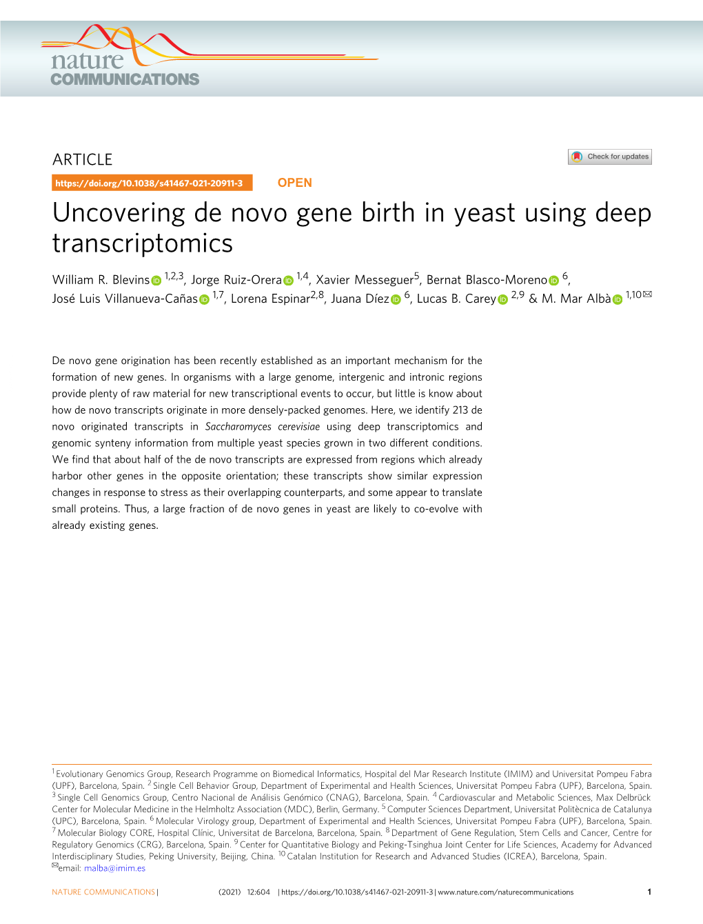 Uncovering De Novo Gene Birth in Yeast Using Deep Transcriptomics