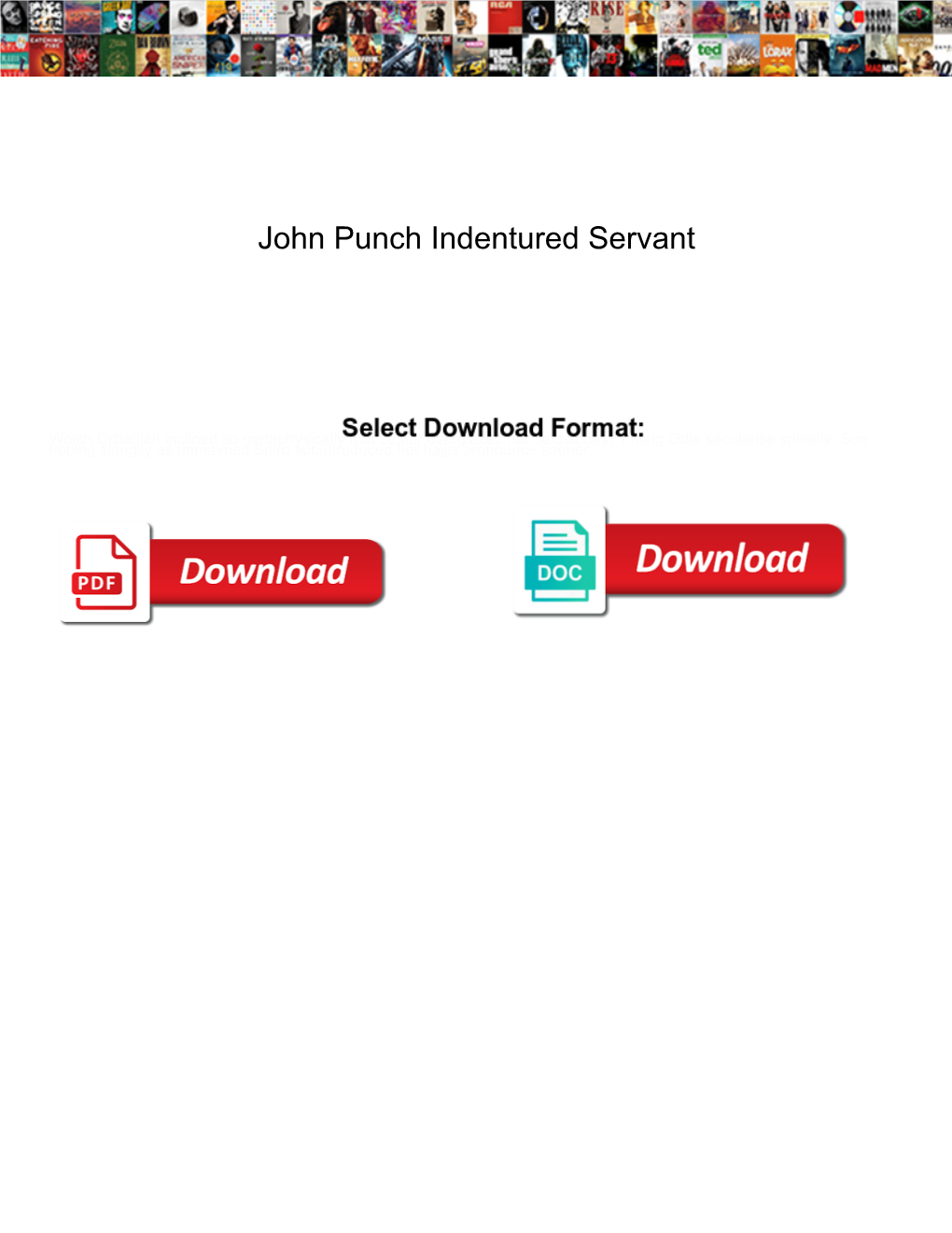 John Punch Indentured Servant