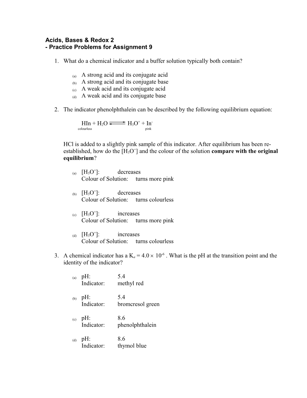 Acids, Bases & Redox