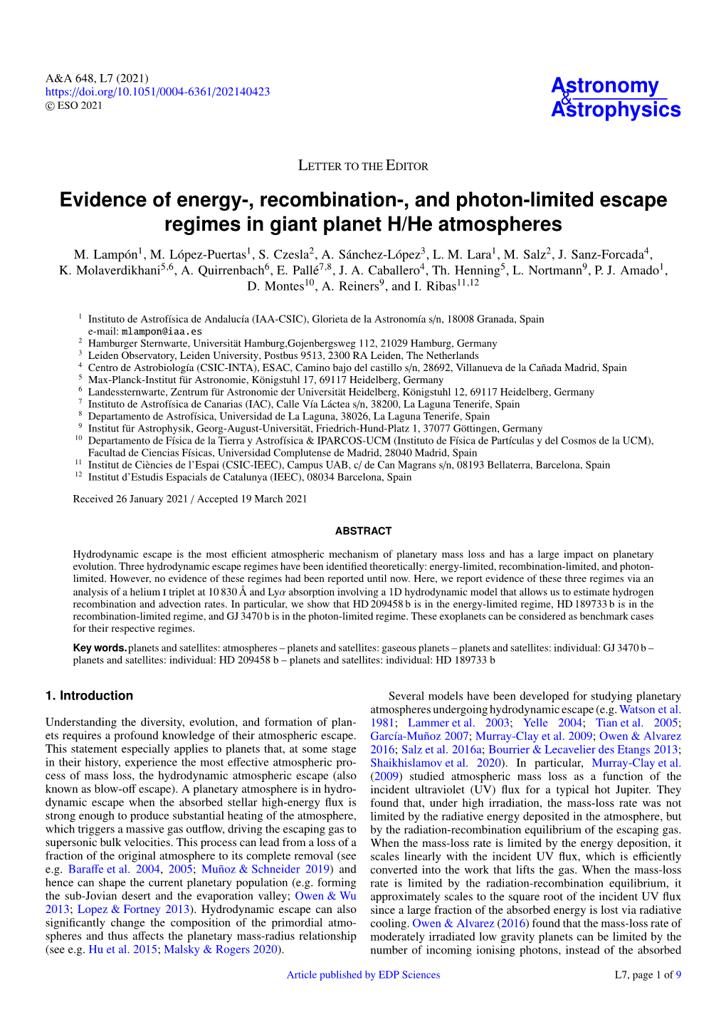 Evidence of Energy-, Recombination-, and Photon-Limited Escape Regimes in Giant Planet H/He Atmospheres M