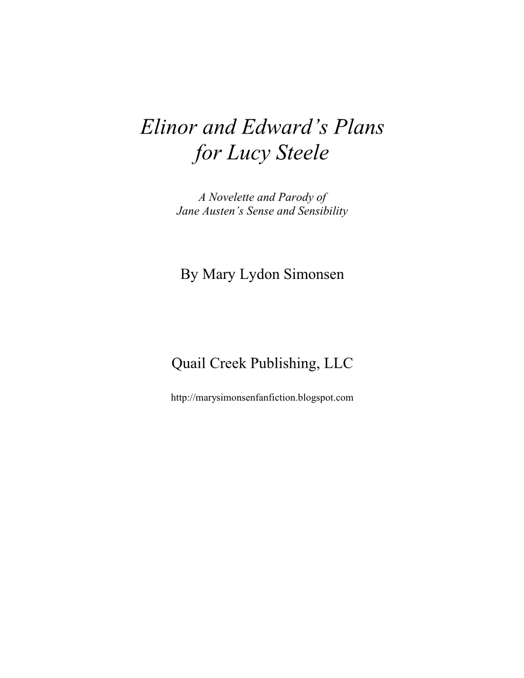 Elinor and Edward's Plans for Lucy Steele