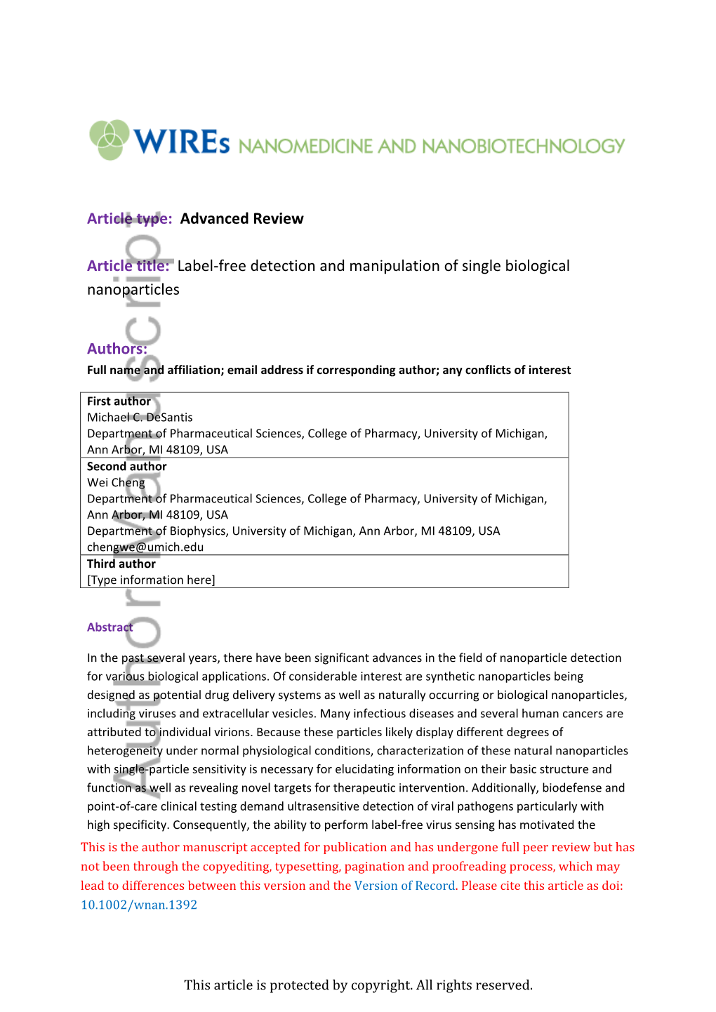 Label-Free Detection and Manipulation of Single Biological Nanoparticles