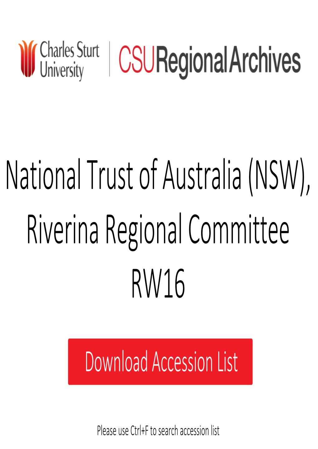 National Trust of Australia (NSW), Riverina Regional Committee RW16