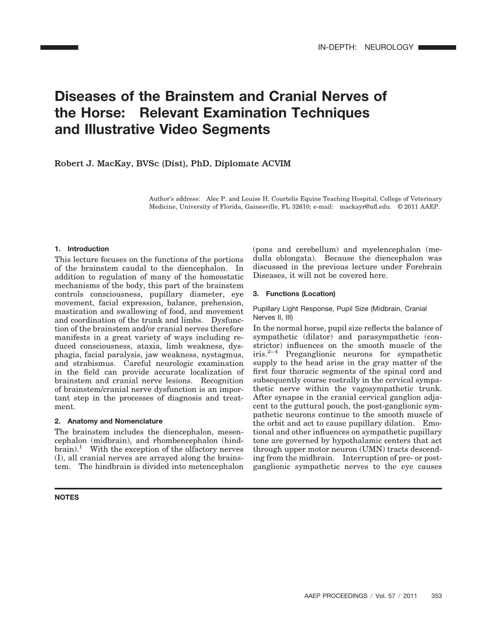 Diseases of the Brainstem and Cranial Nerves of the Horse: Relevant Examination Techniques and Illustrative Video Segments