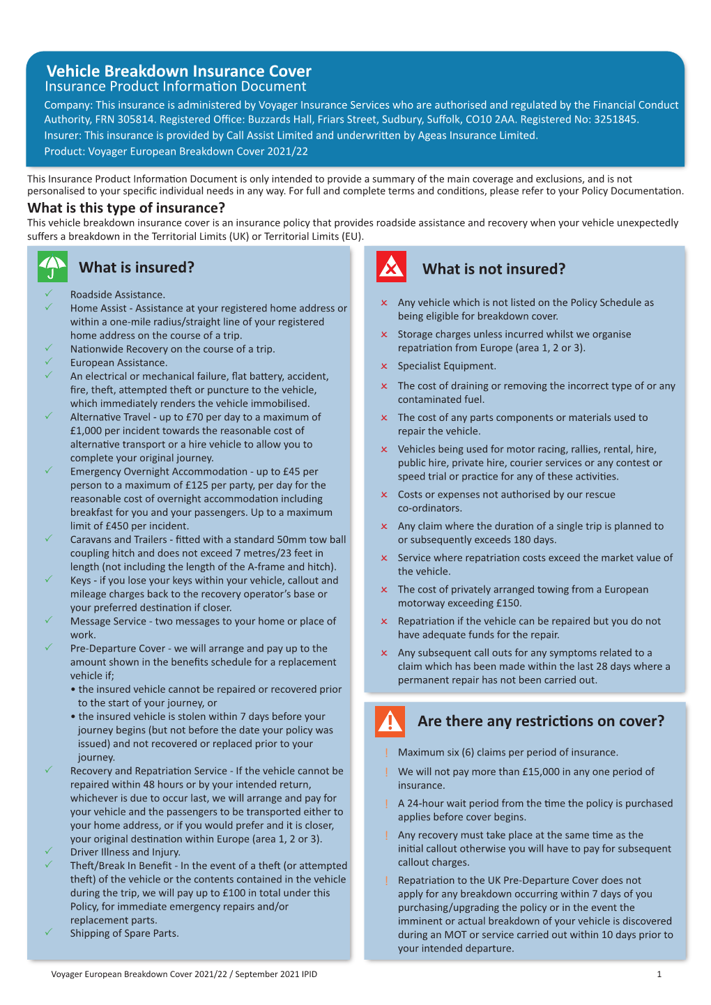 Vehicle Breakdown Insurance Cover