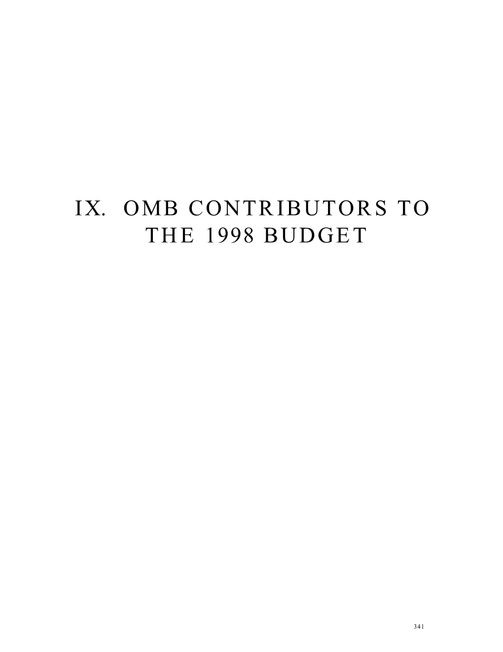 Ix. Omb Contributors to the 1998 Budget