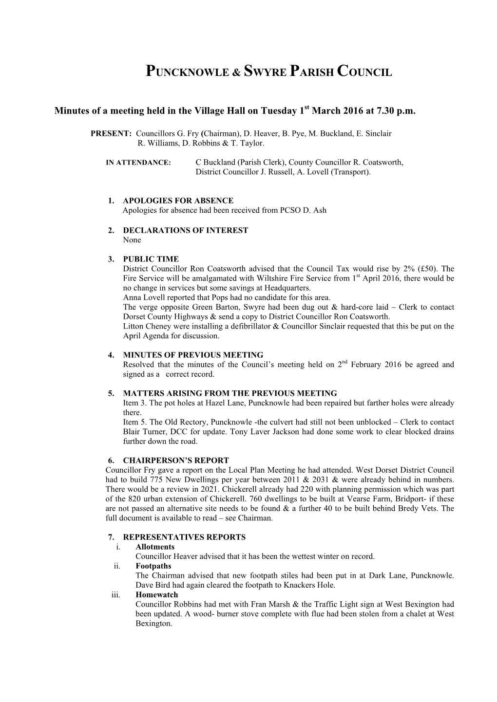 Puncknowle & Swyre Parish Council