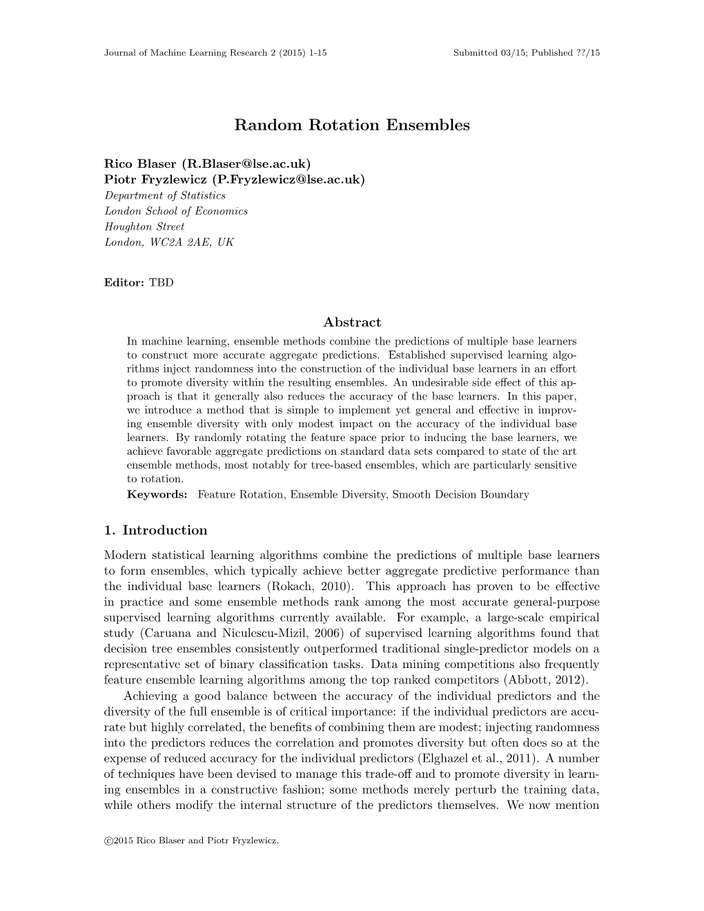 Random Rotation Ensembles