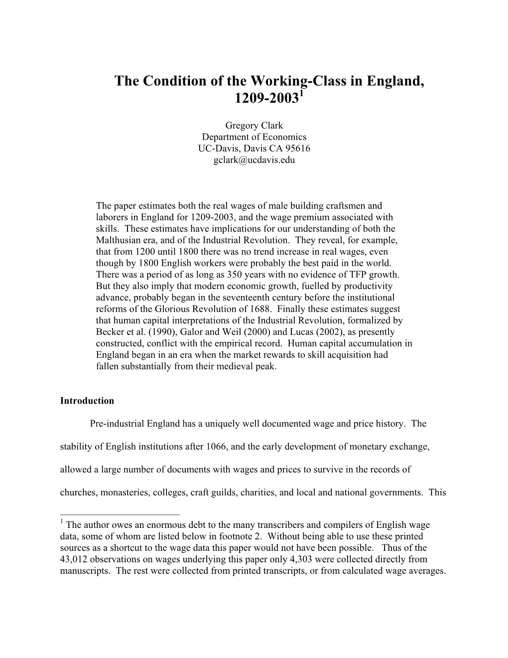 The Condition of the Working-Class in England, 1209-20031