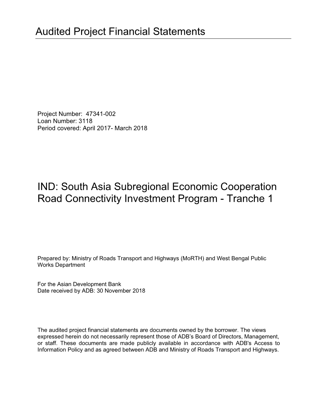 47341-002: SASEC Road Connectivity Investment Program