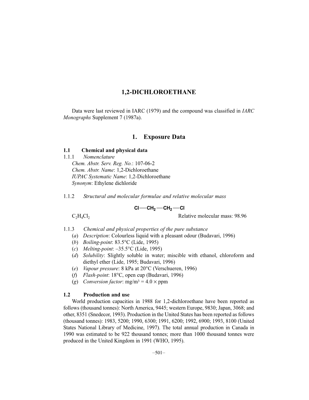 1,2-DICHLOROETHANE 1. Exposure Data