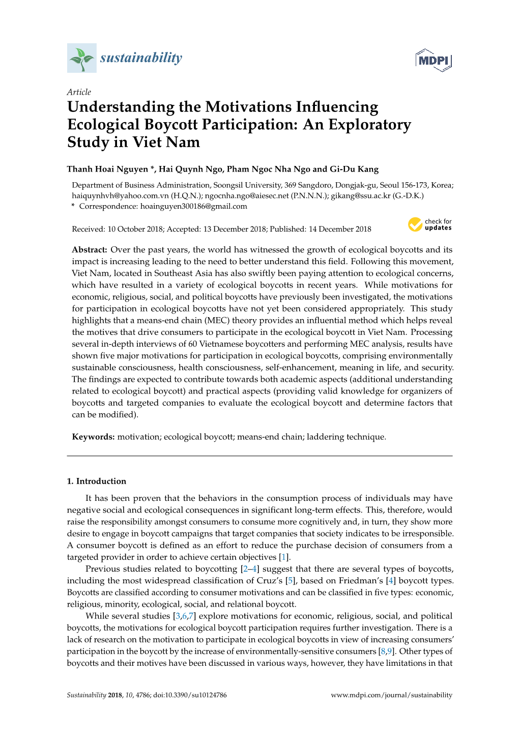 Understanding the Motivations Influencing Ecological Boycott