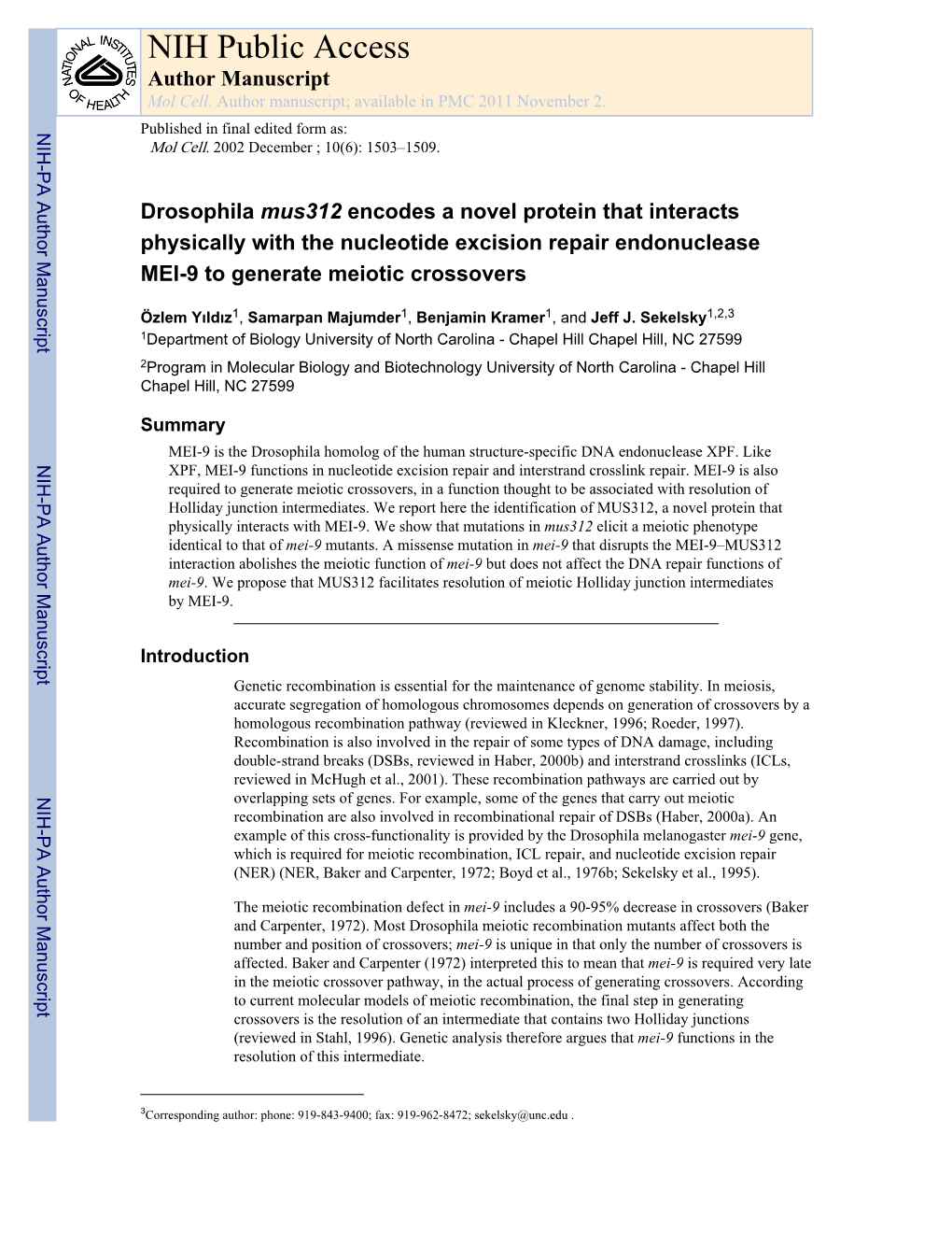 NIH Public Access Author Manuscript Mol Cell