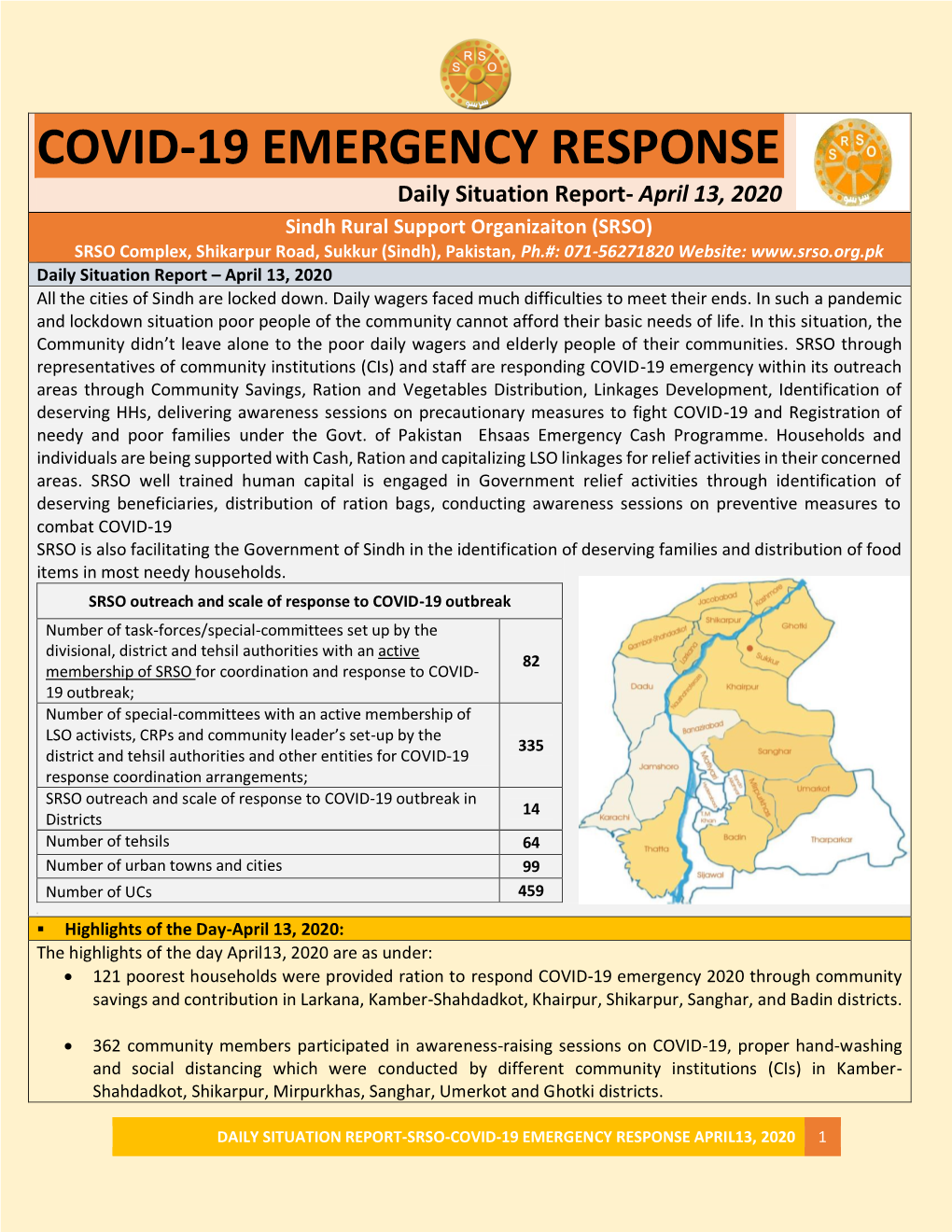 COVID-19 EMERGENCY RESPONSE Daily Situation Report