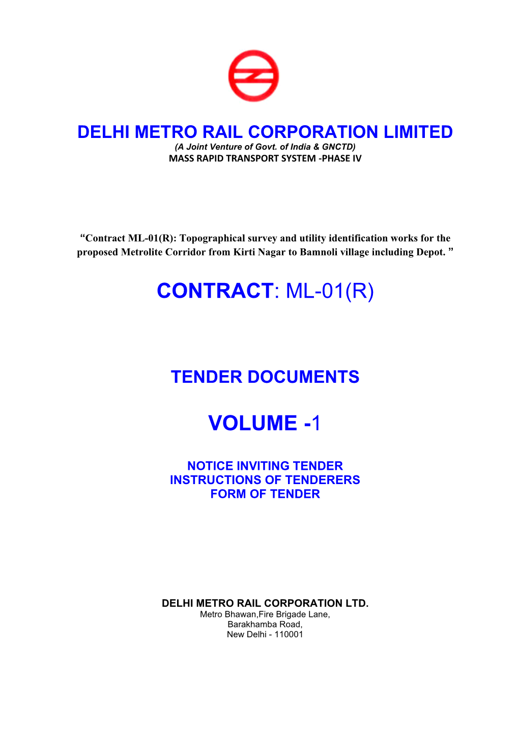 Contract: Ml-01(R) Volume -1