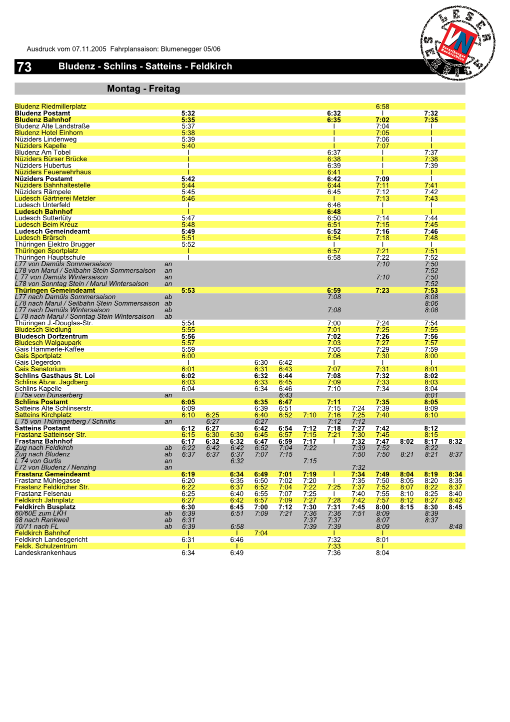 Fahrplan Für Linie 73-1