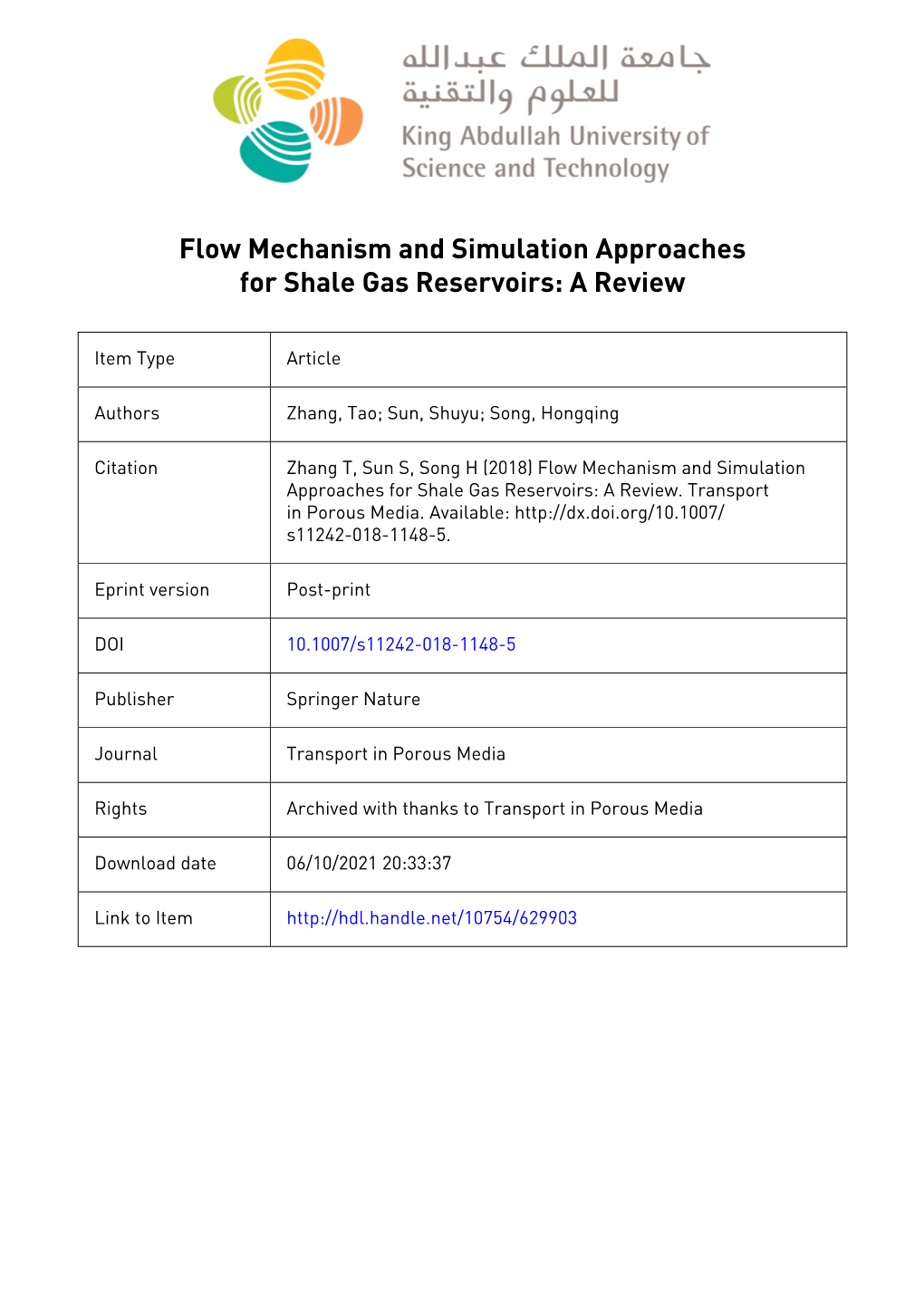 Flow Mechanism and Simulation Approaches for Shale Gas Reservoirs: a Review