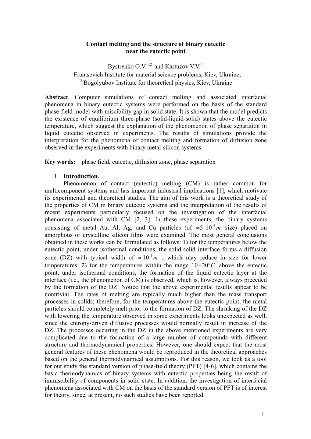 Contact Melting and the Structure of Binary Eutectic Near the Eutectic Point