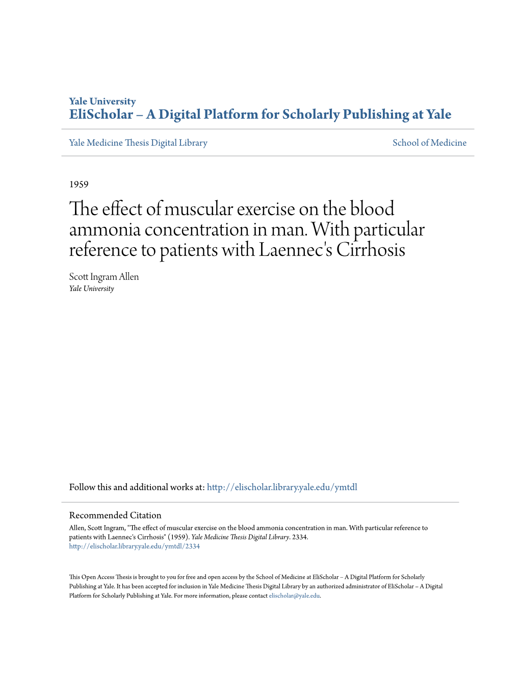 The Effect of Muscular Exercise on the Blood Ammonia Concentration in Man