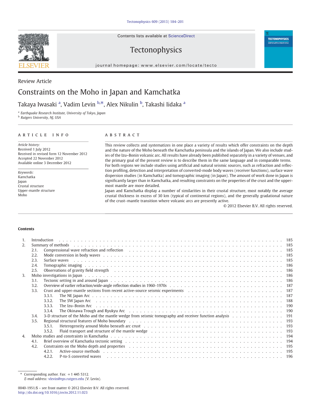 Constraints on the Moho in Japan and Kamchatka